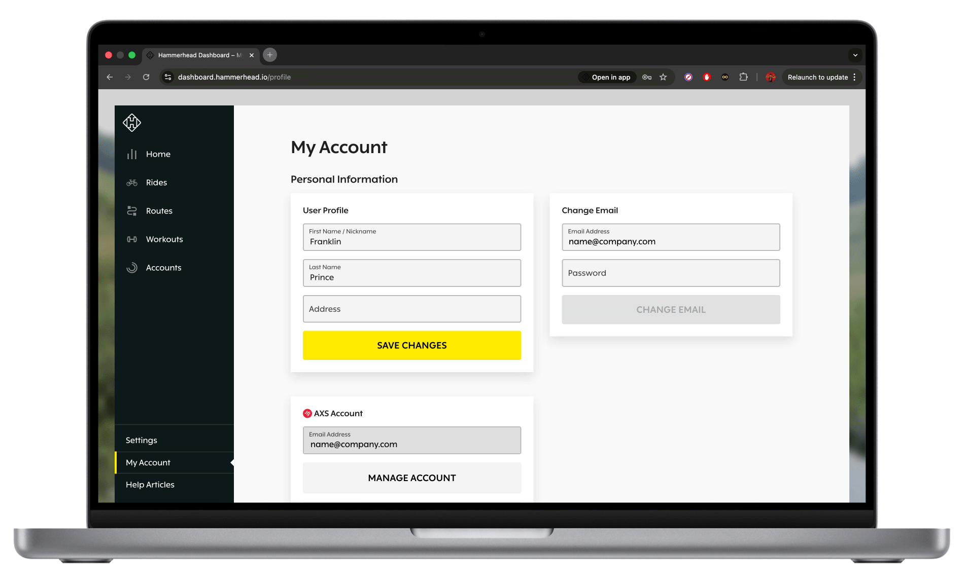 Hammerhead Dashboard - SRAM Account Migration 2.gif